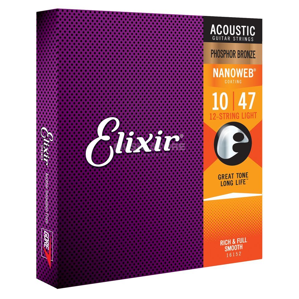 Elixir 16152 Phosphor Bronze Nanoweb 12 Telli Akustik Gitar Teli (10-47)